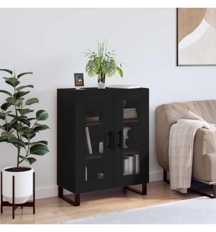 Buffet noir 69,5x34x90 cm bois d'ingénierie | Mobilier & Déco