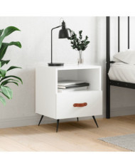 Table de chevet blanc brillant 40x35x47,5 cm bois d’ingénierie | Mobilier & Déco