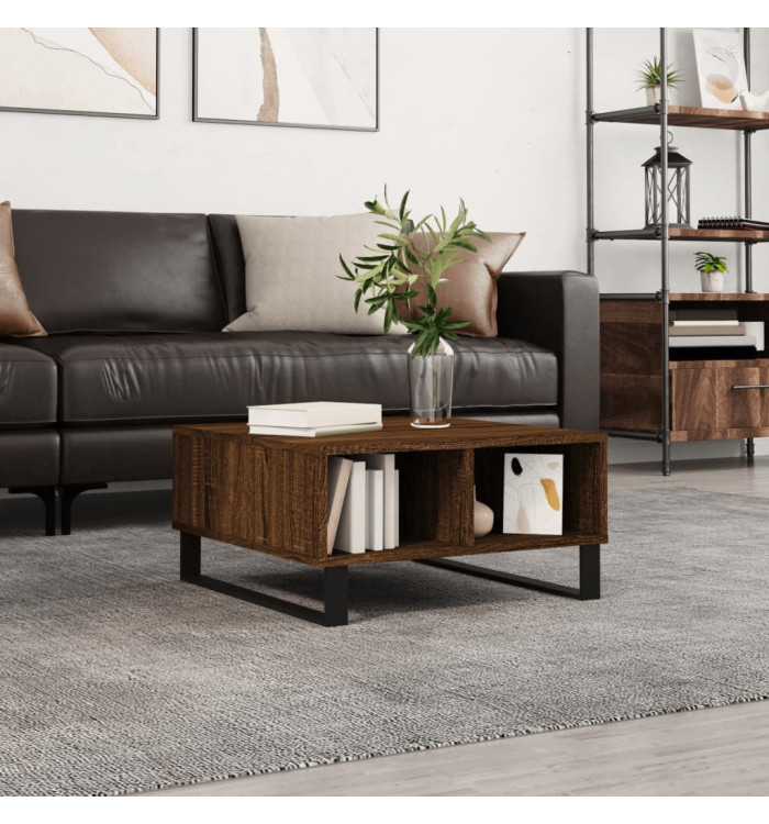 Table basse chêne marron 60x60x30 cm bois d'ingénierie | Mobilier & Déco