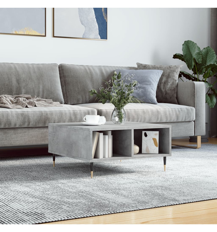 Table basse gris béton 60x60x30 cm bois d'ingénierie | Mobilier & Déco