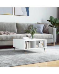 Table basse blanc brillant 60x60x30 cm bois d'ingénierie | Mobilier & Déco
