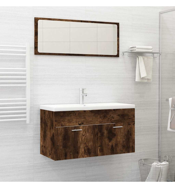 Ensemble de meubles de salle de bain 2 pcs Chêne fumé | Mobilier & Déco