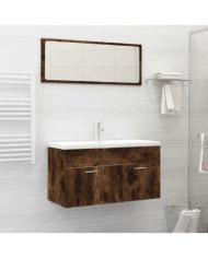 Ensemble de meubles de salle de bain 2 pcs Chêne fumé | Mobilier & Déco