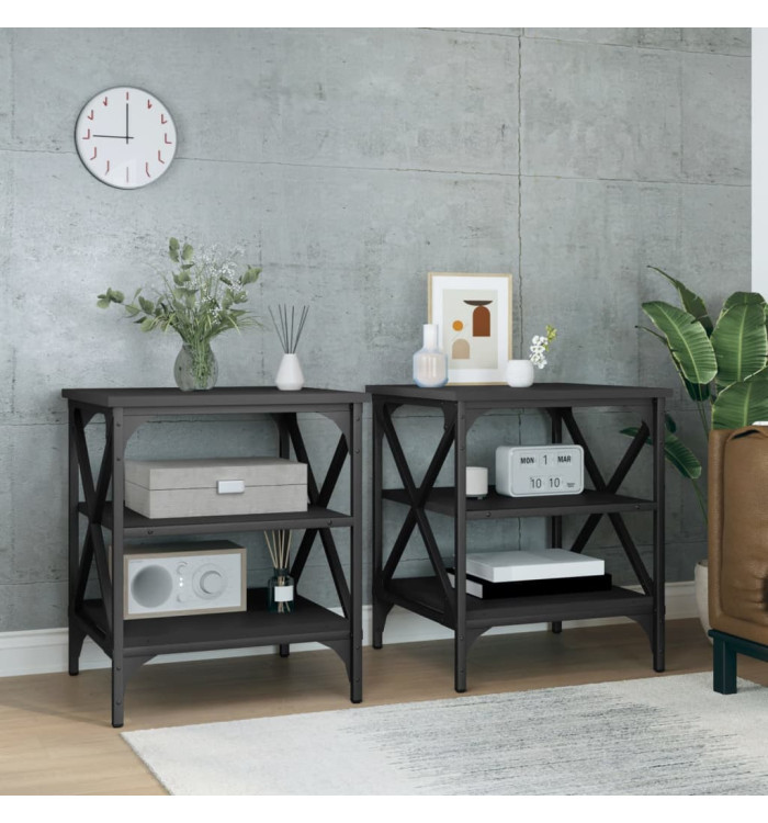 Tables d'appoint 2 pcs Noir 40x42x50 cm Bois d’ingénierie | Mobilier & Déco