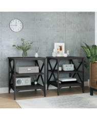 Tables d'appoint 2 pcs Noir 40x42x50 cm Bois d’ingénierie | Mobilier & Déco