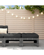 Repose-pieds de jardin coussins lot de 2 gris bois pin massif | Mobilier & Déco