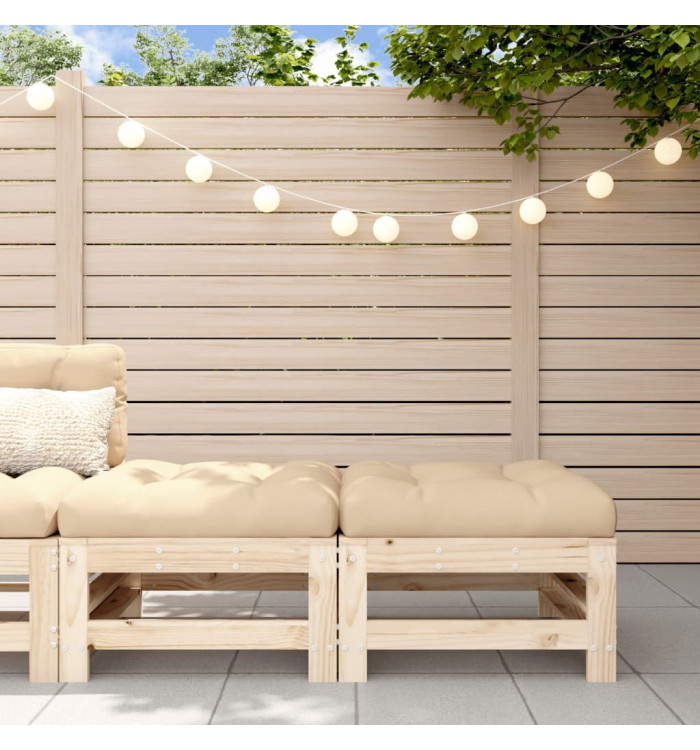 Repose-pieds de jardin avec coussins lot de 2 bois pin massif | Mobilier & Déco