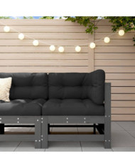 Canapé d'angle avec coussins gris bois de pin solide | Mobilier & Déco