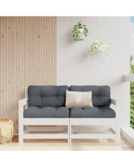 Chaises de jardin et coussins lot de 2 blanc bois de pin massif | Mobilier & Déco