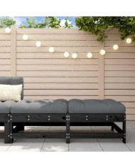 Repose-pieds de jardin coussins lot de 2 noir bois pin massif | Mobilier & Déco