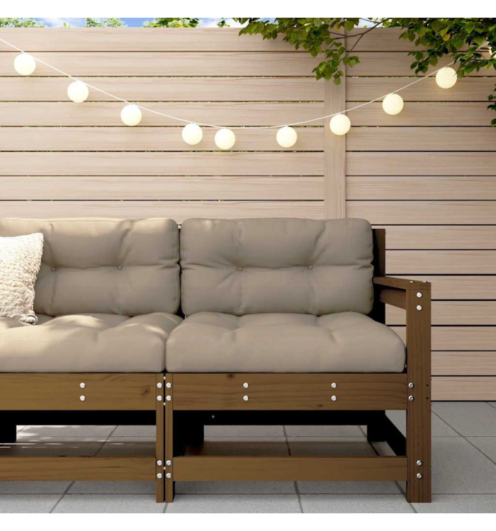 Chaise de jardin avec coussins marron miel bois de pin massif | Mobilier & Déco
