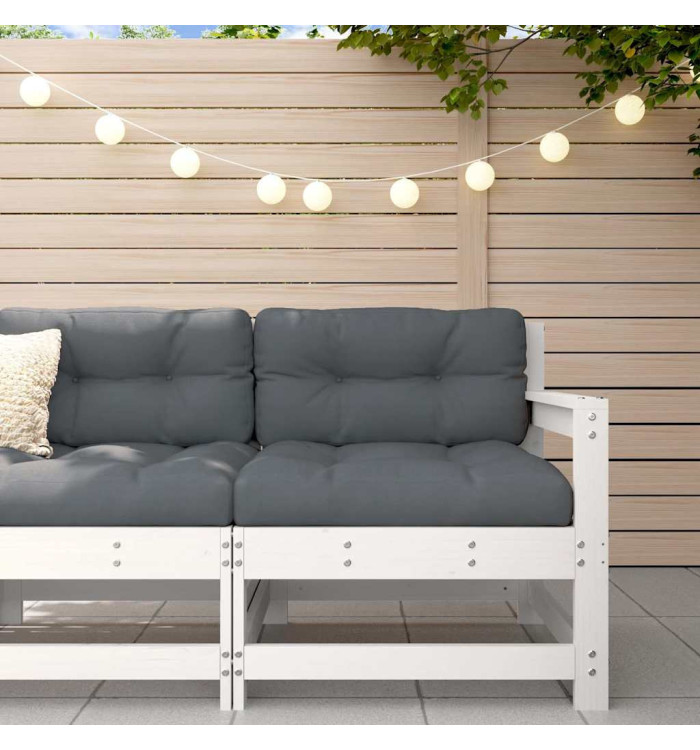 Chaise de jardin avec coussins blanc bois de pin massif | Mobilier & Déco