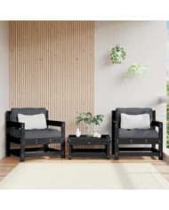 Chaises de jardin et coussins lot de 2 noir bois de pin massif | Mobilier & Déco