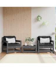 Chaises de jardin et coussins lot de 2 gris bois de pin massif | Mobilier & Déco