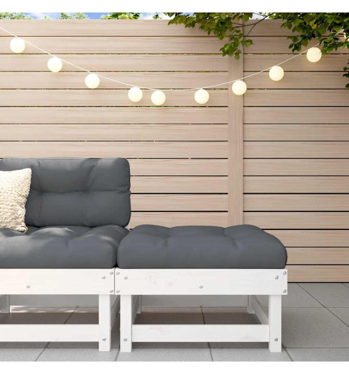 Repose-pied de jardin avec coussin blanc bois de pin massif | Mobilier & Déco