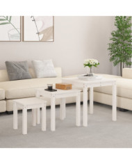 Tables gigognes 3 pcs Blanc Bois de pin massif | Mobilier & Déco
