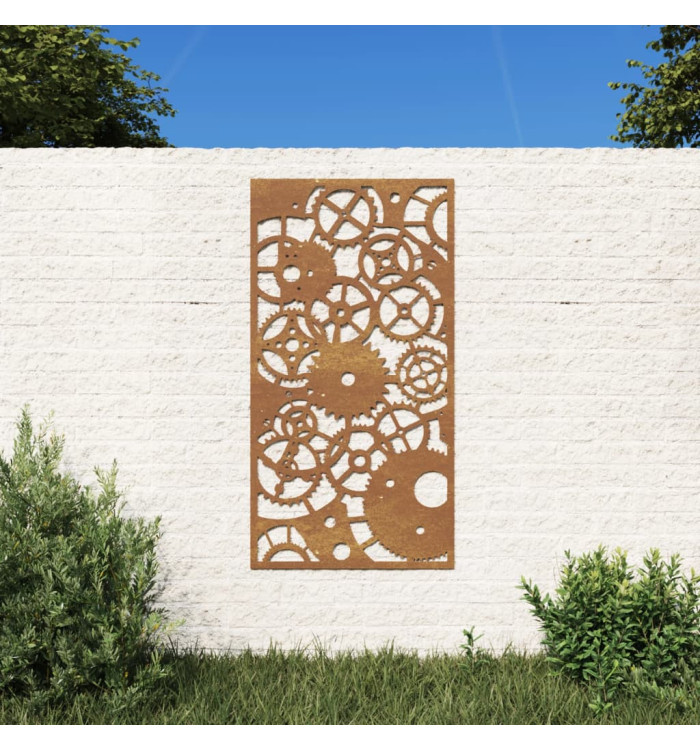 Décoration murale jardin 105x55 cm design de roue dentée | Mobilier & Déco