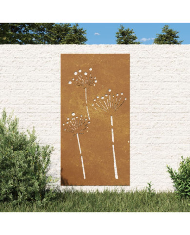 Décoration murale jardin 105x55 cm acier corten design de fleur | Mobilier & Déco