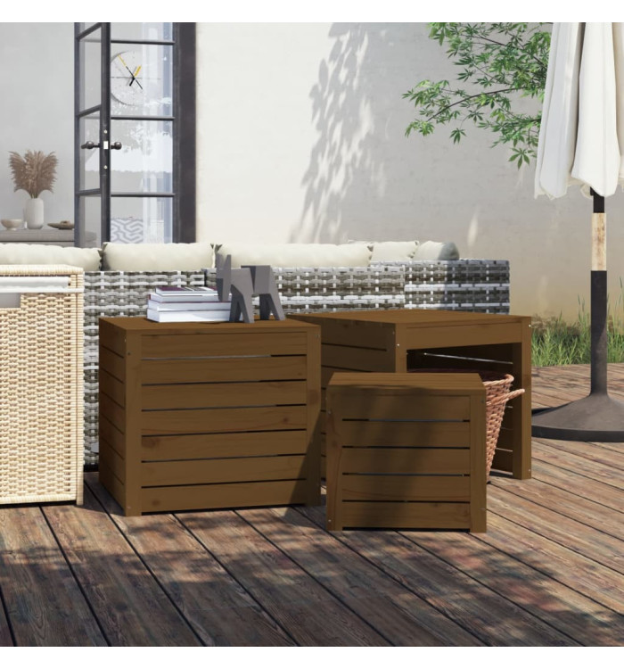 Ensemble de boîtes de jardin 3 pcs marron miel bois pin massif | Mobilier & Déco