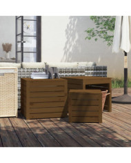 Ensemble de boîtes de jardin 3 pcs marron miel bois pin massif | Mobilier & Déco