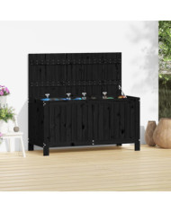 Boîte de rangement de jardin Noir 115x49x60 cm Bois massif pin | Mobilier & Déco