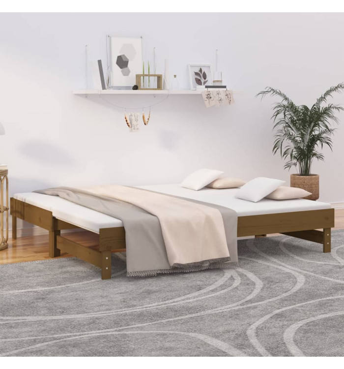 Lit coulissant sans matelas marron miel 2x(90x190) cm | Mobilier & Déco