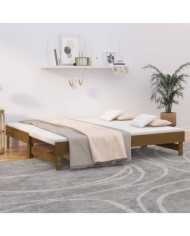 Lit coulissant sans matelas marron miel 2x(90x190) cm | Mobilier & Déco