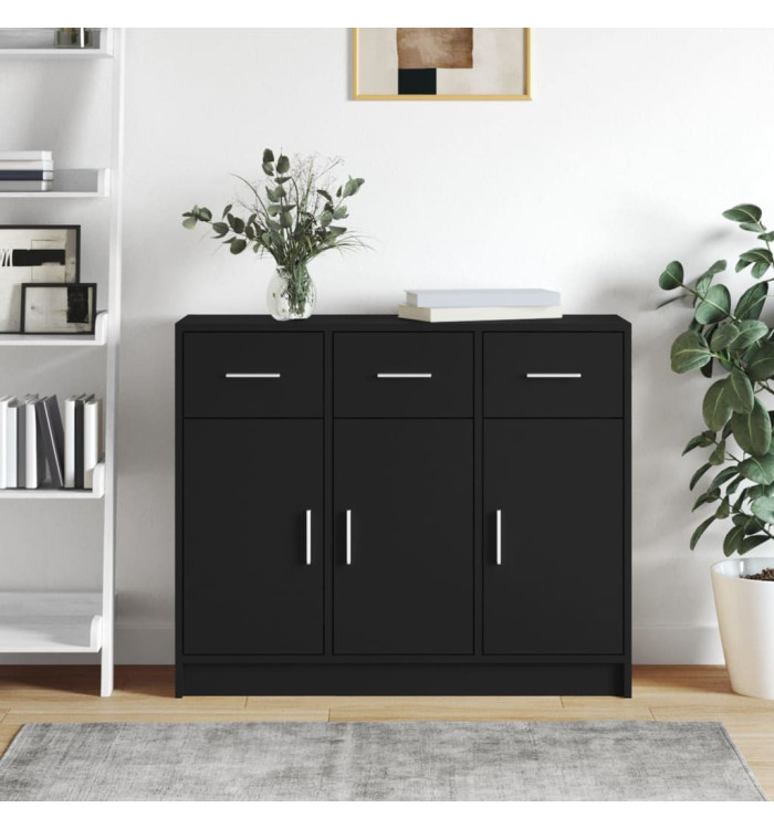 Buffet noir 91x28x75 cm bois d'ingénierie | Mobilier & Déco