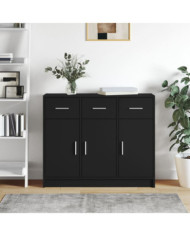 Buffet noir 91x28x75 cm bois d'ingénierie | Mobilier & Déco
