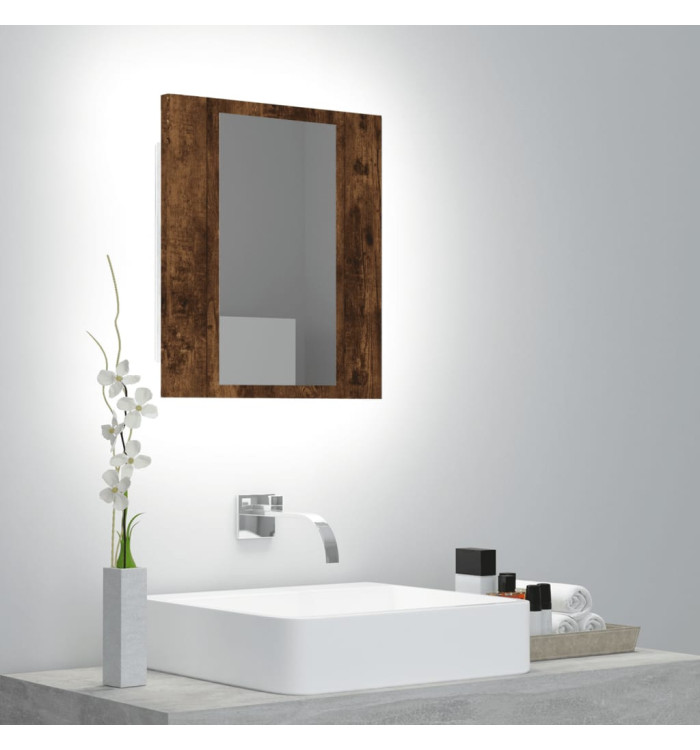 Armoire à miroir LED de salle de bain chêne fumé 40x12x45 cm | Mobilier & Déco