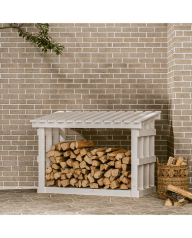 Support pour bois de chauffage Blanc 108x64,5x77 cm Bois de pin | Mobilier & Déco