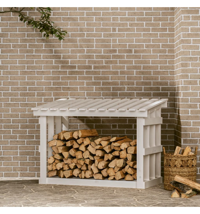 Support pour bois de chauffage Blanc 108x64,5x77 cm Bois de pin | Mobilier & Déco