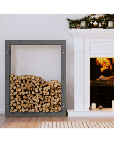 Support pour bois de chauffage Gris 80x25x100 cm Bois de pin | Mobilier & Déco