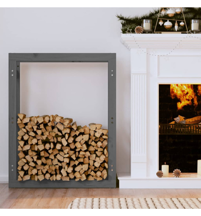 Support pour bois de chauffage Gris 80x25x100 cm Bois de pin | Mobilier & Déco