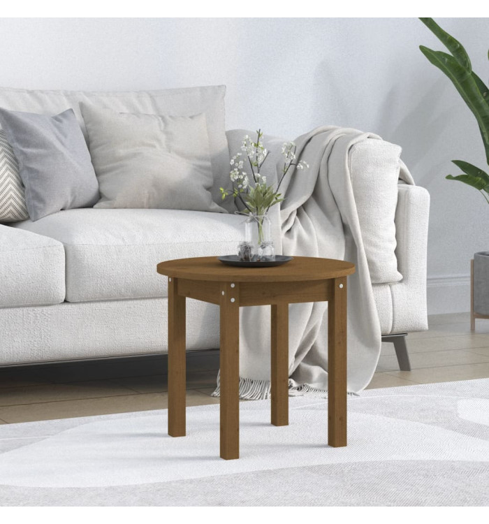 Table basse Marron miel Ø 45x40 cm Bois massif de pin | Mobilier & Déco