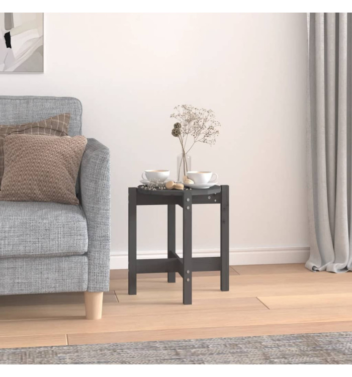 Table basse Gris Ø 42,5x45 cm Bois massif de pin | Mobilier & Déco