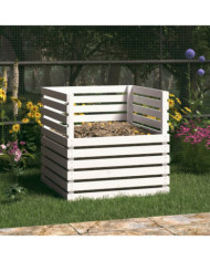 Composteur Blanc 80x80x78 cm Bois massif de pin | Mobilier & Déco