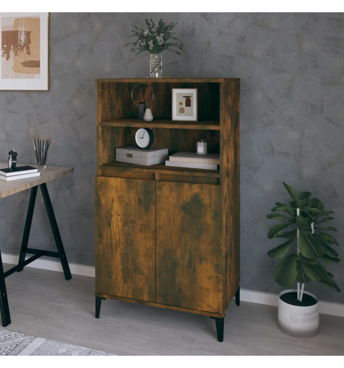 Buffet haut Chêne fumé 60x36x110 cm Bois d'ingénierie | Mobilier & Déco