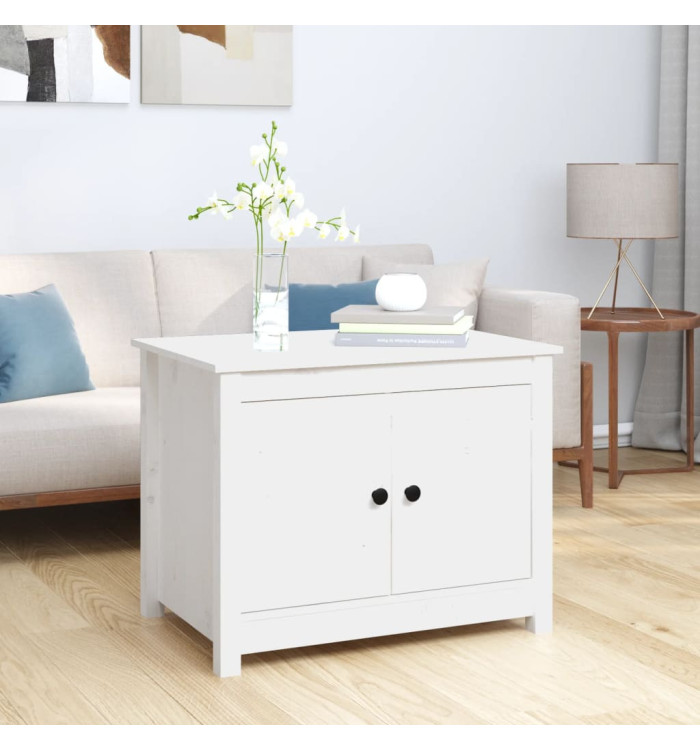 Table basse Blanc 71x49x55 cm Bois massif de pin | Mobilier & Déco