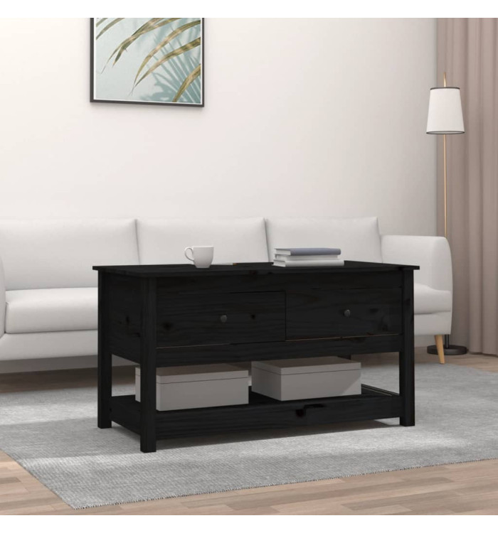Table basse Noir 102x49x55 cm Bois massif de pin | Mobilier & Déco