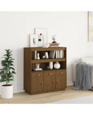 Buffet haut Marron miel 100x40x108,5 cm Bois massif de pin | Mobilier & Déco
