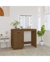 Coiffeuse avec LED Marron miel 95x50x133,5cm Bois de pin massif | Mobilier & Déco