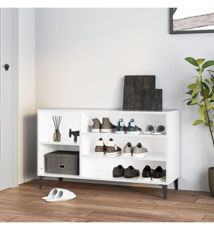 Armoire à chaussure Blanc brillant 102x36x60 cm Bois ingénierie | Mobilier & Déco