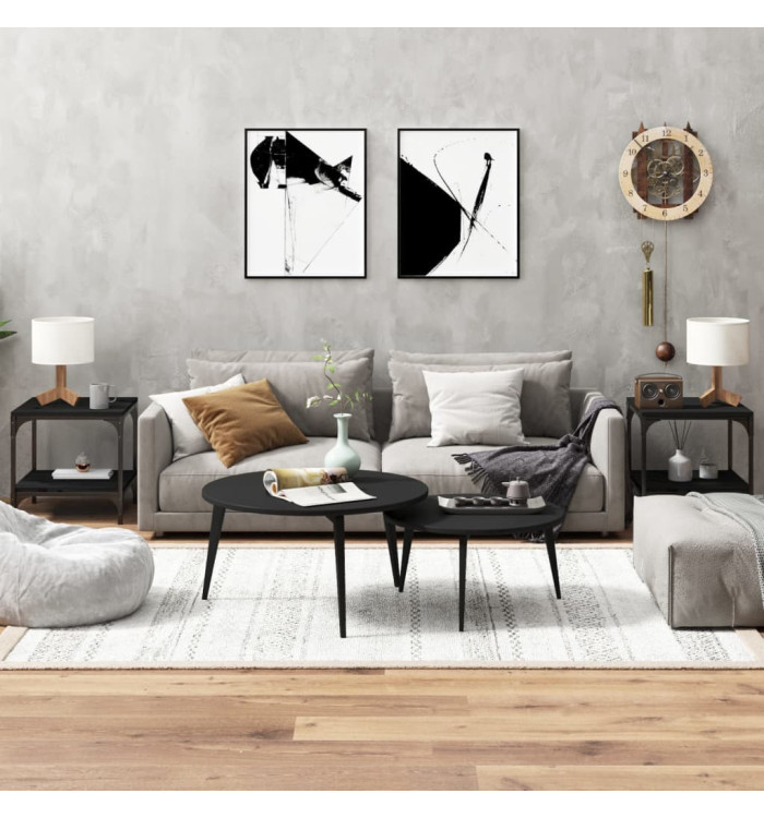 Tables d'appoint 2 pcs Noir 40x40x40 cm Bois d'ingénierie | Mobilier & Déco