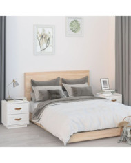   Tables de chevet 2 pcs Blanc 40x34x45 cm Bois de pin massif | Mobilier & Déco