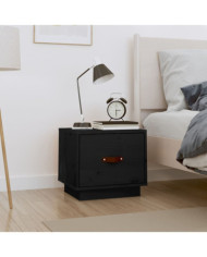 Table de chevet Noir 40x34x35 cm Bois de pin solide | Mobilier & Déco