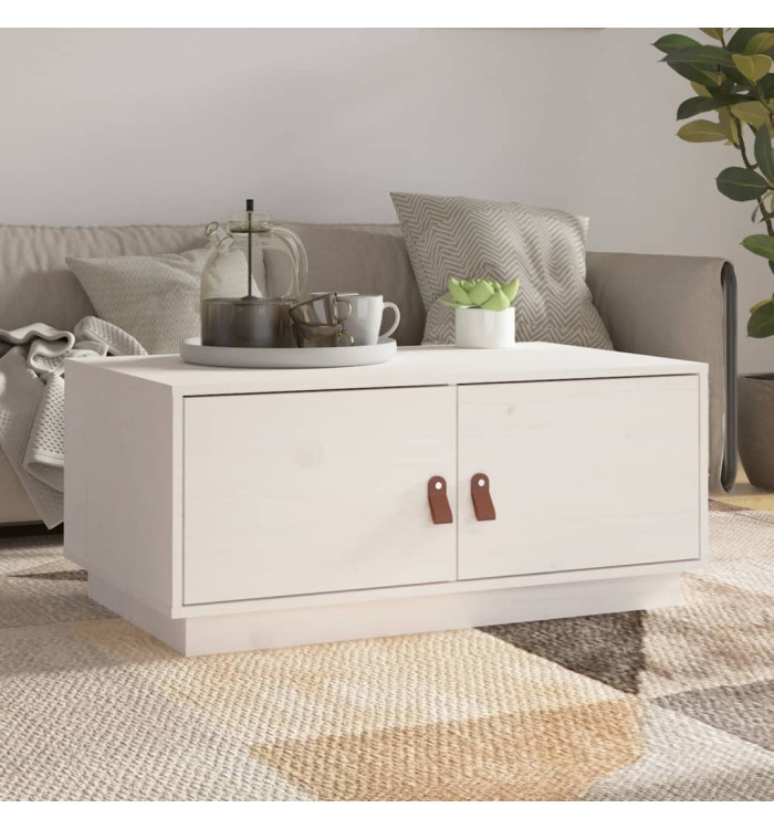 Table basse Blanc 80x50x35 cm Bois massif de pin | Mobilier & Déco