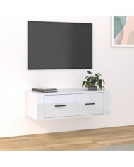 Meuble TV suspendu Blanc brillant 80x36x25 cm Bois d'ingénierie | Mobilier & Déco