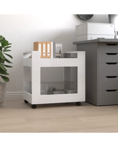 Chariot de bureau Blanc brillant 60x45x60 cm Bois d'ingénierie | Mobilier & Déco