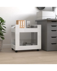 Chariot de bureau Blanc brillant 60x45x60 cm Bois d'ingénierie | Mobilier & Déco